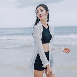 long white chiffon jacket