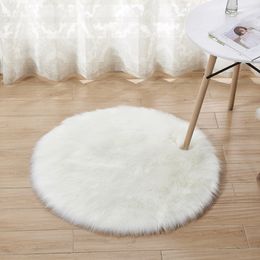 Redonda cojines de asiento pad artificial oveja fell superficie de suelo alfombra negra 30cm