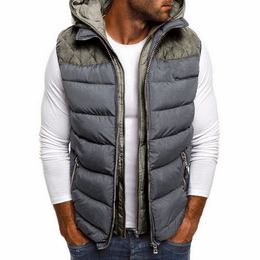 Hokny TD Mens Quilted Hooded Camouflage Sleeveless Thicken Fashion Down Vest Jackets 