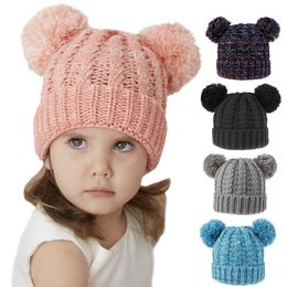 1-2 años y 2-4 años Chicas De Punto POM POM Sombrero del invierno con diseño de corazón
