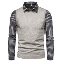 Alta Calidad Camisa De Hombre Falso De Dos Piezas Slim Alta Calidad Camisa De Hombre Falso De Dos Piezas Slim
