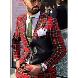 red plaid tuxedo jacket