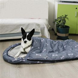 pillow sleep UK - Cat Beds & Furniture Japanese Bed Warm Sleeping Bag Deep Sleep Winter Removable Pet Dog House Cats Nest Cushion With Pillow