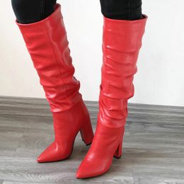slouchy red boots