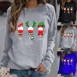 Femmes O-cou Xmas Noël Floral Print Blouse manches longues Blouse Sweatshirt Femmes O-cou Xmas Noël Floral Print Blouse manches longues Blouse Sweatshirt