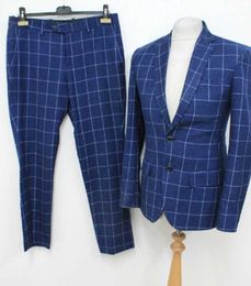 check blue coat pant