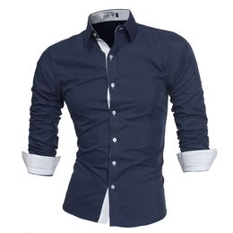 Costura De Color Camisas Casual Solapa Manga Larga Vestido Camisas Hombres Costura De Color Camisas Casual Solapa Manga Larga Vestido Camisas Hombres