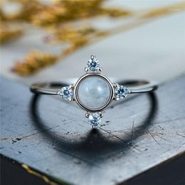 Wholesale Moonstone Ring Solid 925 Sterling Silver Rainbow moonstone Rings-S038