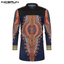 SportsX Mens African Vogue Relaxed-Fit Long Sleeve O-Neck Ethnic Style Shirt 