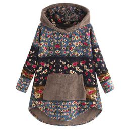 HIKISSU Women Vintage Coat Floral Print Jacket Long Sleeve Hoodie Plus Size Cotton Jacket Coat Fleece Coat Outerwear HIKISSU Women Vintage Coat Floral Print Jacket Long Sleeve Hoodie Plus Size Cotton Jacket Coat Fleece Coat Outerwear