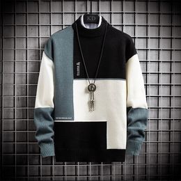 Suéter De Punto Casual De Patchwork Para Hombre Invierno Cál Suéter De Punto Casual De Patchwork Para Hombre Invierno Cál