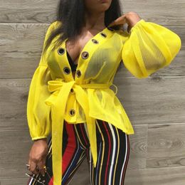 Blusa amarilla transparente Clearance