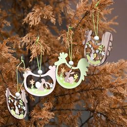 Joyeuses Pâques Easter Pendentif pendaison ornements en bois Pendentifs LAPIN Oeuf