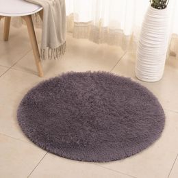 Redonda cojines de asiento pad artificial oveja fell superficie de suelo alfombra negra 30cm