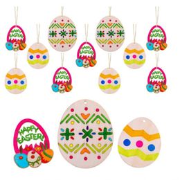 Joyeuses Pâques Easter Pendentif pendaison ornements en bois Pendentifs LAPIN Oeuf