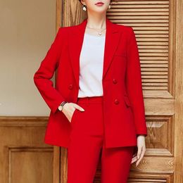 red plus size pant suit