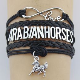 Arabian ~ CHEVAL verre cabochon Bracelet Tressé En Cuir Bracelet Bracelet