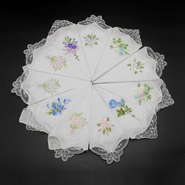 6 Pack Femmes Floral Fleurs Coton Luxe Brodée Blanc Mouchoirs En Cadeau