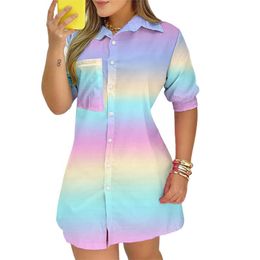 Vestido Mujer Tallas Grandes Daily Tie-teñido Color Block Su Vestido Mujer Tallas Grandes Daily Tie-teñido Color Block Su