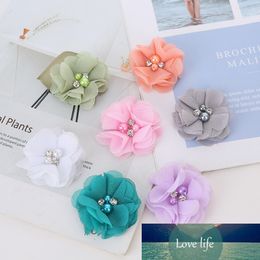 9 CM Chiffon Flower Rhinestones /& Pearl Center Headband Supplies Headband Flower Wholesale flower