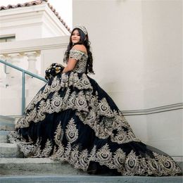black and gold quince dress