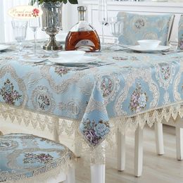 European Classical Chenille Jacquard Lace Dining Tablecloth Rectangle Embroidery 