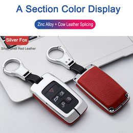 K LAKEY Car Key Fob Cover,Compatible with Land Rover Jaguar Evoque,Velar,Sport,Discovery 5 Buttons 5 Key Fob,Smart Car Key Soft TPU Case Protector Key Fob with Alloy Keychain Silver 