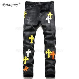 Designer jeans with crosses on them Clearance