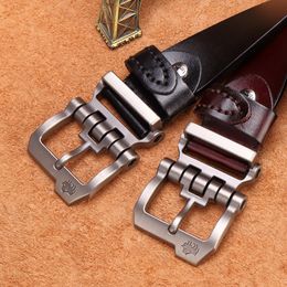 Bison-Cinturón De Piel De Vaca Para Hombre Correa De Cuero Genuino Con Personalidad Hebilla De Calidad Marrón Vintage N71223 Bison-Cinturón De Piel De Vaca Para Hombre Correa De Cuero Genuino Con Personalidad Hebilla De Calidad Marrón Vintage N71223