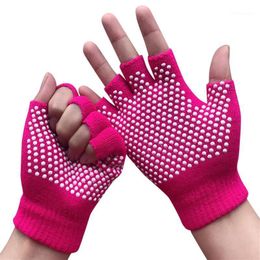 2 Paar atmungsaktive Yoga Handschuhe aus Baumwolle halber Finger