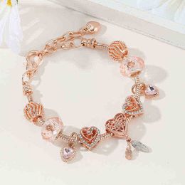 Rose Gold Diy Encanto Pulsera Y Amor Corazón Colgante Como Rose Gold Diy Encanto Pulsera Y Amor Corazón Colgante Como