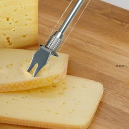 stainless steel butter cutter UK - Stainless Steel Cheese Board Double Wire Slicer Kitchen Tools Adjustable Butter Cheese Cutting Wires Cutter Pizza Peeler by sea NHE12346