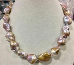 12-13 mm Multicolore Baroque reborn Keshi d/'eau douce collier de perles 18/"
