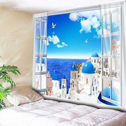 La impresión 3D Mar Luna Noche Tapiz colgante de pared de la decoración casera para sala de estar dormitorio Office Pared de tela Suministros-130x150CM 