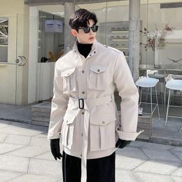 men's short black trench coat
