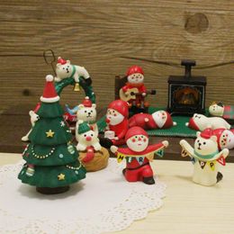 50 Pieces Christmas Miniature Figures Ornaments Kit Mini Christmas Snowman Santa Claus Deer Snowflakes Ornaments Figurines Accessories for Snowy Winter Fairy Dollhouse Decoration 