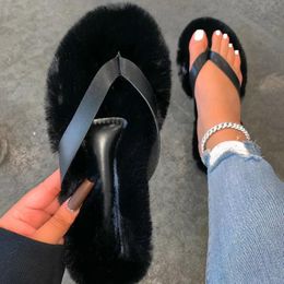 black slippers fluffy