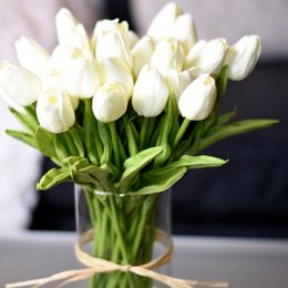 Mini Tulipanes Flores Blanco 30 pcs Tulipanes táctiles Artificiales Mini Tulipanes Flores Blanco 30 pcs Tulipanes táctiles Artificiales