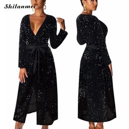 Vestido Mujer Manga Completa Solid Hight Split Manga Larga N Vestido Mujer Manga Completa Solid Hight Split Manga Larga N