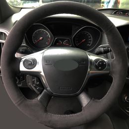 DIY Sewing Cow Leather & Suede Car Steering Wheel Cover For Ford F-150 2015-2017 DIY Sewing Cow Leather & Suede Car Steering Wheel Cover For Ford F-150 2015-2017