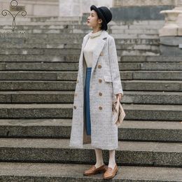 Winter Warm Wool Coat Women 20180 Fashion Plaid Loose Woolen Jackets Coats Thick England Style Winter Warm Wool Coat Women 20180 Fashion Plaid Loose Woolen Jackets Coats Thick England Style