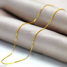 New Fine Solid Au750 18K Yellow Gold Women's Box Chain Necklace 16.5inch New Fine Solid Au750 18K Yellow Gold Women's Box Chain Necklace 16.5inch