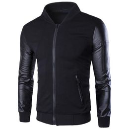 leather sleeve hoodie mens