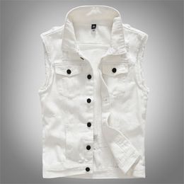 Mens White Denim Vest Australia | New 