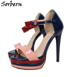 sandales femme talon bleu marine