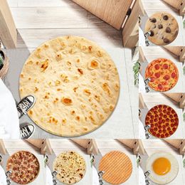 Home Decor Funny Food Creations Pizza Wrap Throw Blanket Round Hamburger Rug UK