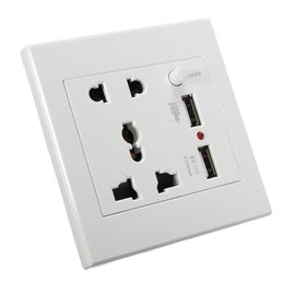 2.4A toma de corriente enchufe de pared con dos puertos USB Luz LED Blanco Panel Enchufe de la UE 