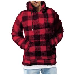 tartan drawstring moletom com capuz