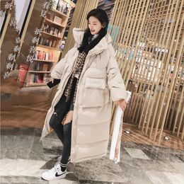 CrazyDay Womens Oversized Pocket Mid-Long Hoode Thickened Buttons Woolen Overcoat 
