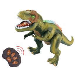 regalos de Navidad Juguetes de dinosaurios para niños juguete de simulación de dinosa eléctrica animales para caminar sonido de rugido dinosaurio mecánico en aerosol 